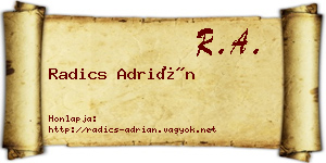 Radics Adrián névjegykártya