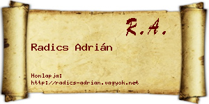 Radics Adrián névjegykártya